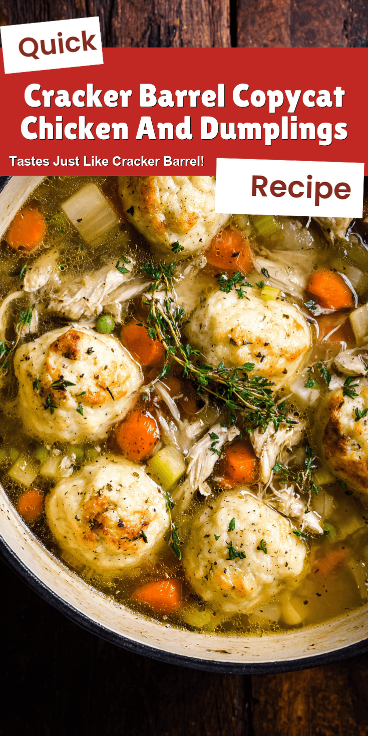 Cracker Barrel Copycat Chicken And Dumplings served on a plate