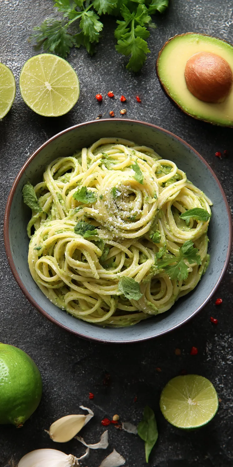 Creamy Avocado Lime Easy Pasta Salad served warm with cozy spices