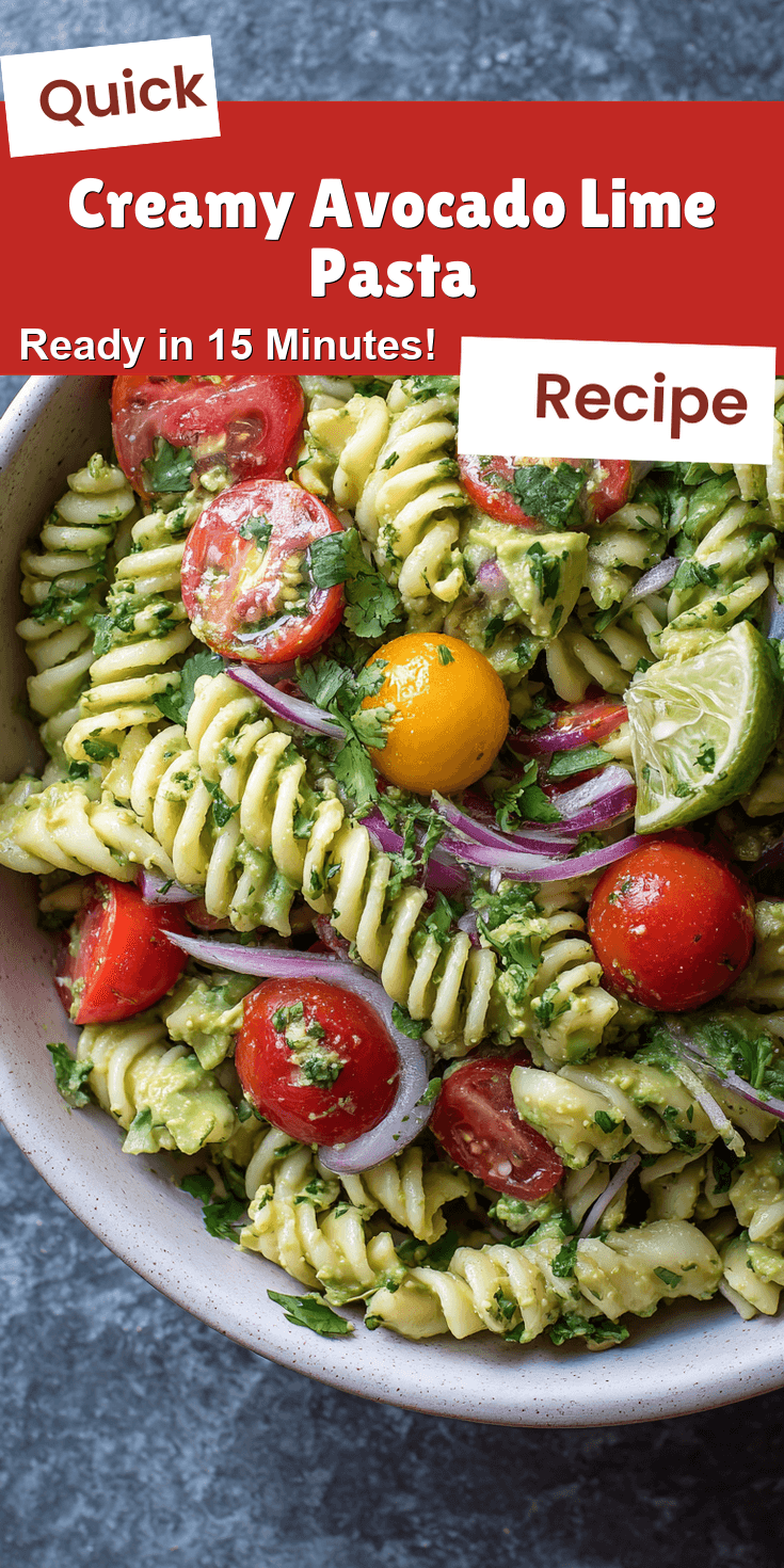 Creamy Avocado Lime Pasta served warm with cozy spices