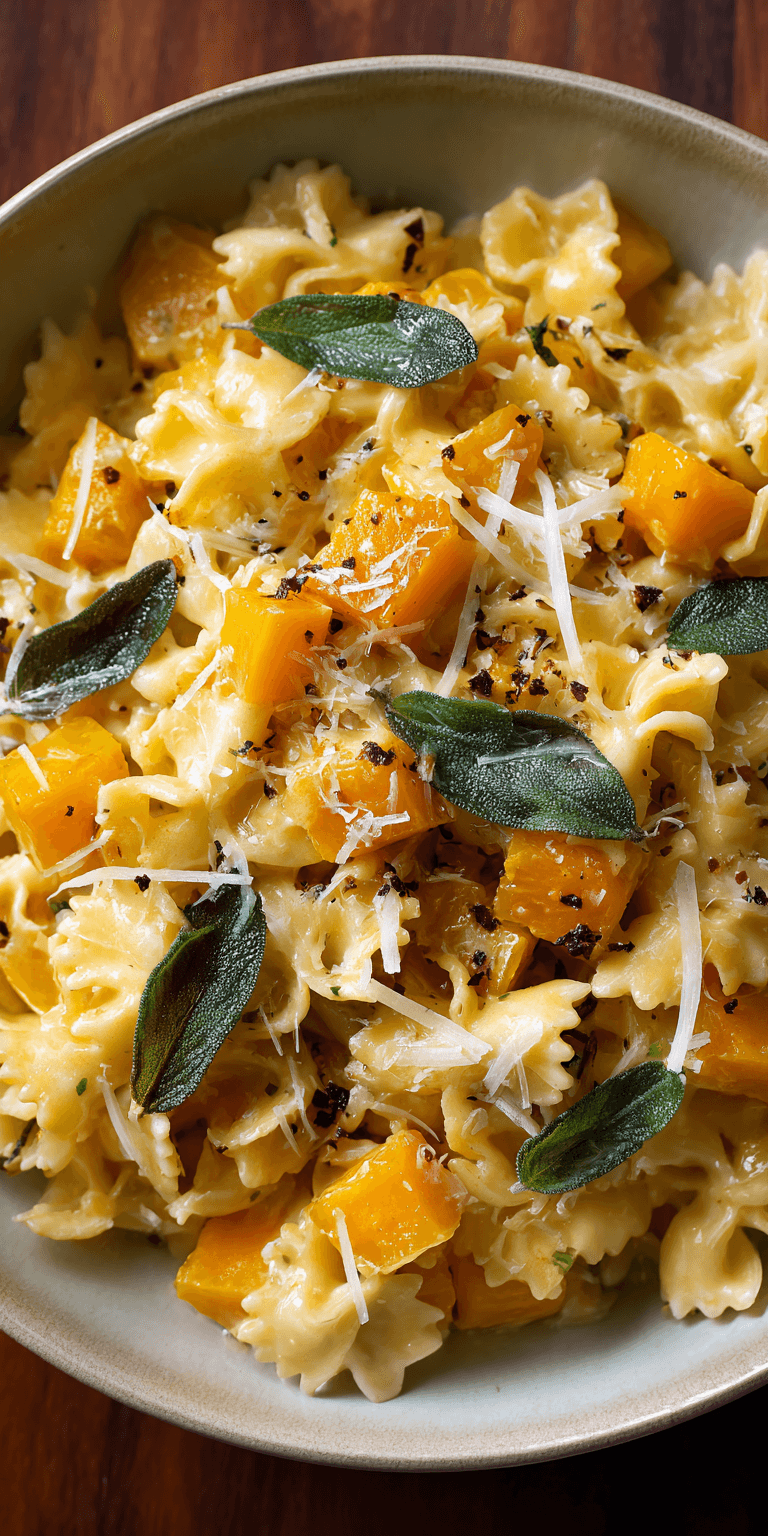 Creamy Butternut Squash Pasta served warm with gentle spices and a cozy aroma