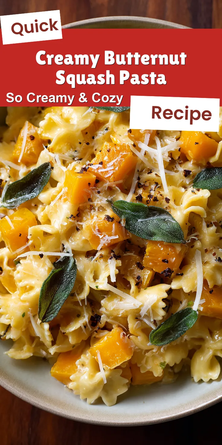 Creamy Butternut Squash Pasta served on a plate