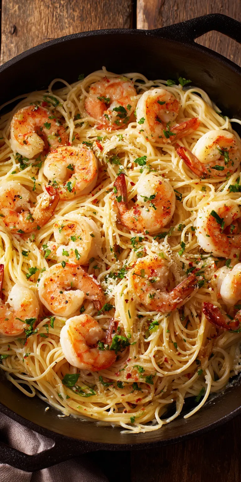 Creamy Shrimp Scampi Pasta served warm with cozy spices