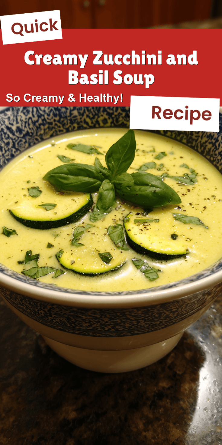 Creamy Zucchini and Basil Soup served on a plate