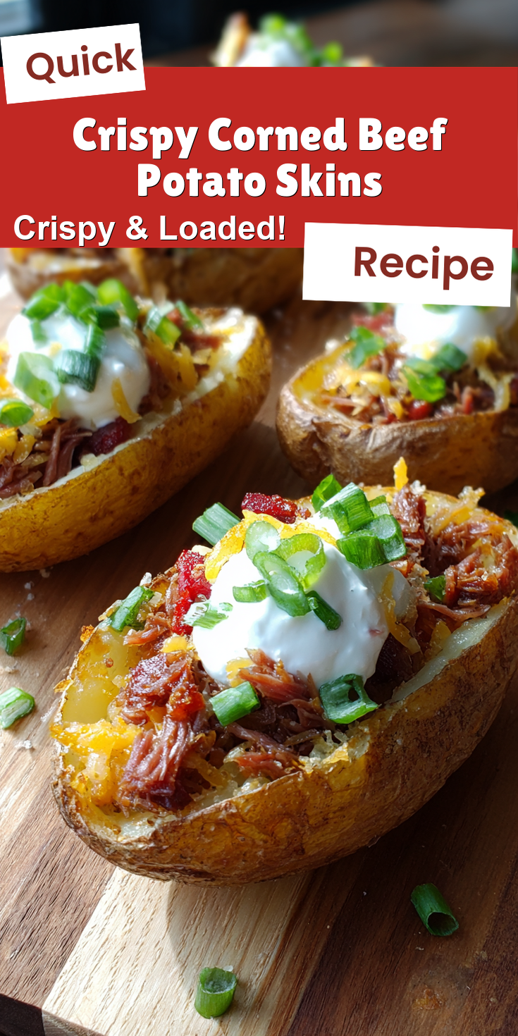 Crispy Corned Beef Potato Skins served warm with cozy spices