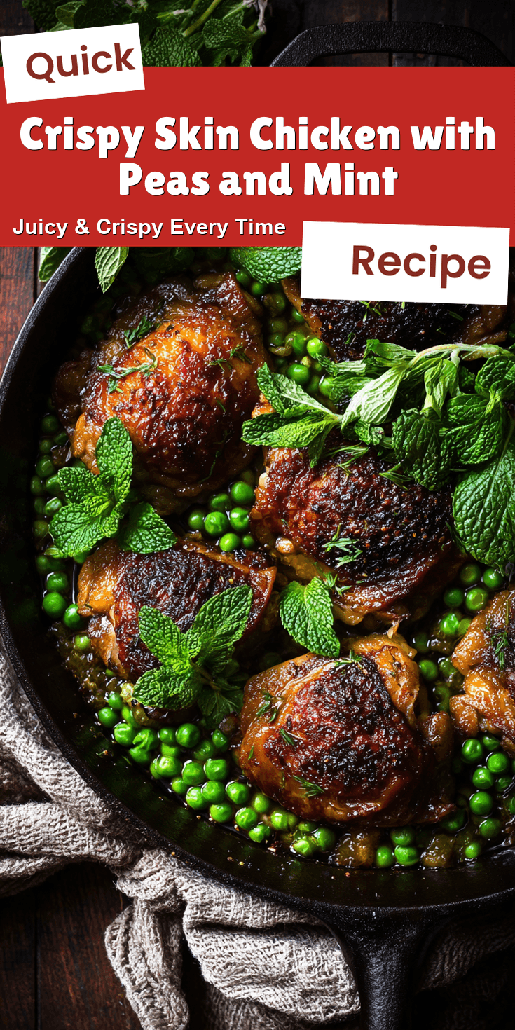 Crispy Skin Chicken with Peas and Mint served warm with cozy spices