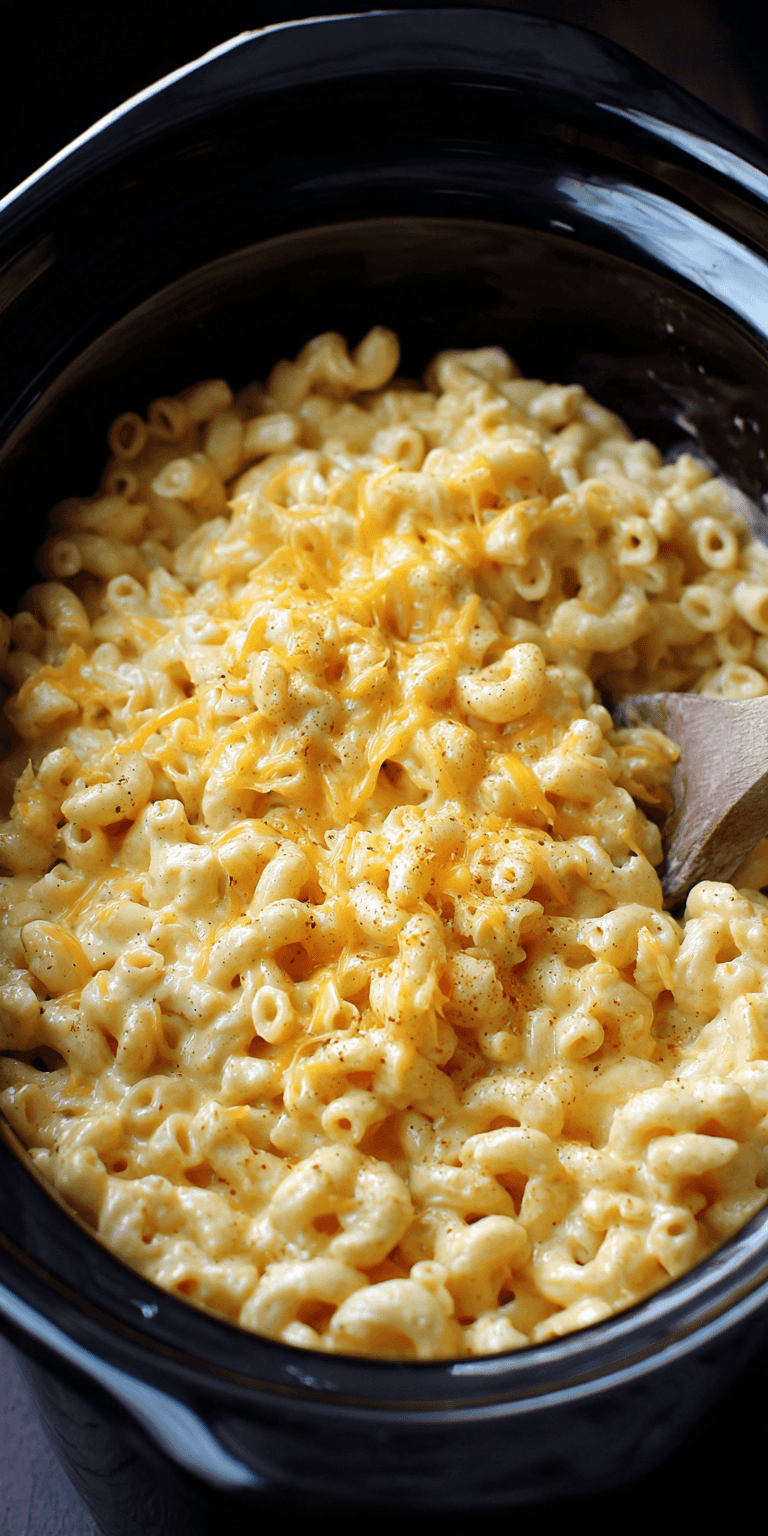 Crockpot Mac and Cheese Ultra Creamy served warm with cozy spices