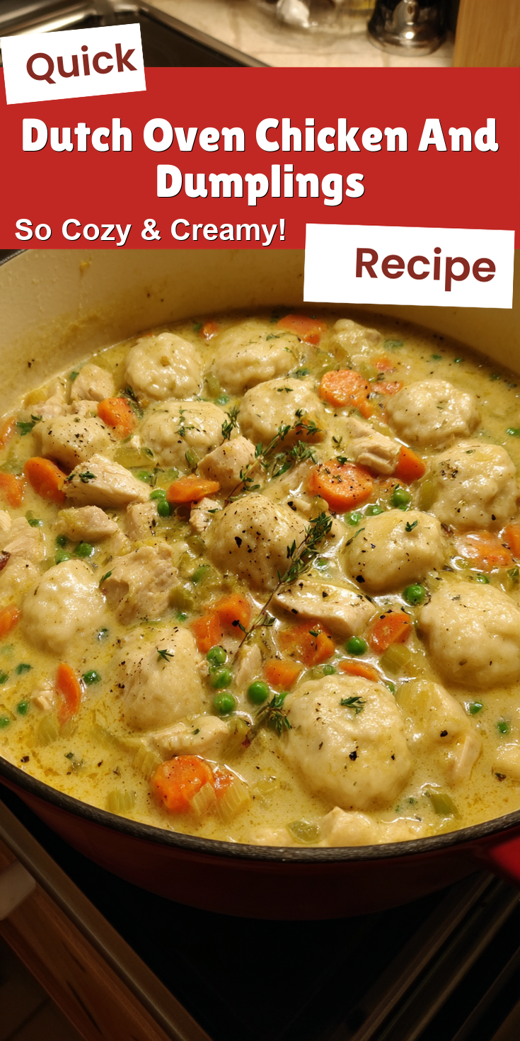 Dutch Oven Chicken And Dumplings served warm with cozy spices