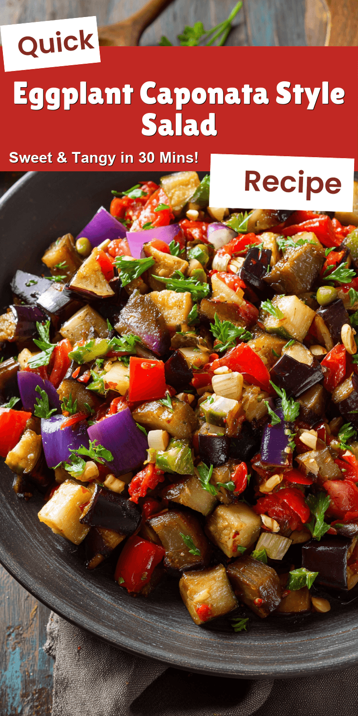 Eggplant Caponata Style Salad served on a plate