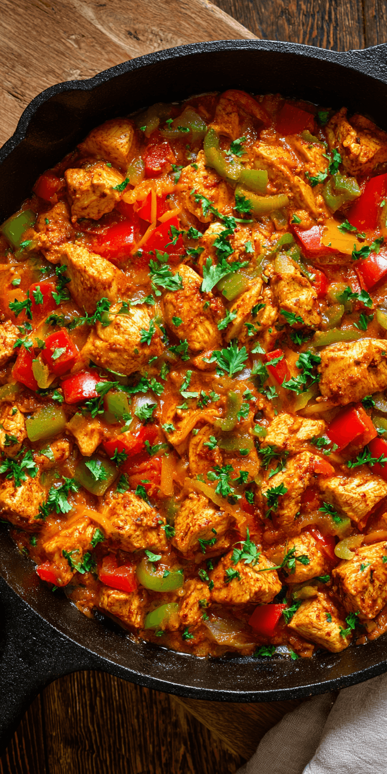 Enchilada Chicken Skillet Easy Meal served warm with cozy spices