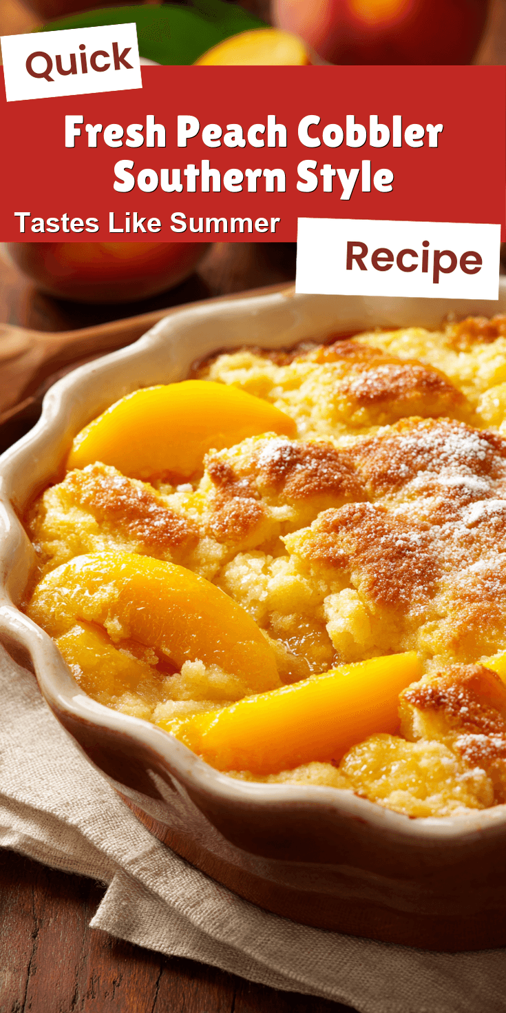 Fresh Peach Cobbler Southern Style served warm with cozy spices