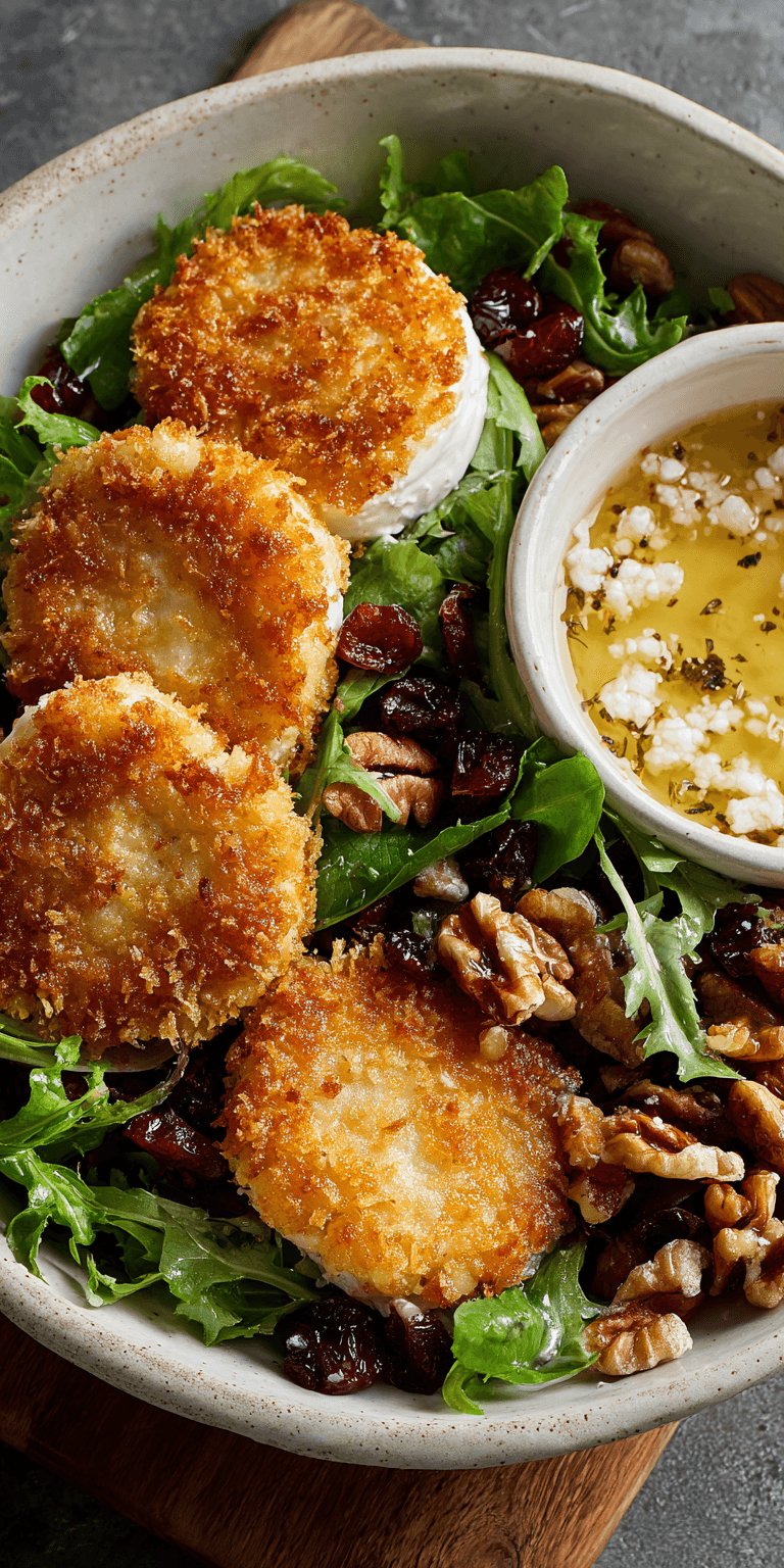 Fried Goat Cheese Salad Bowl served warm with cozy spices