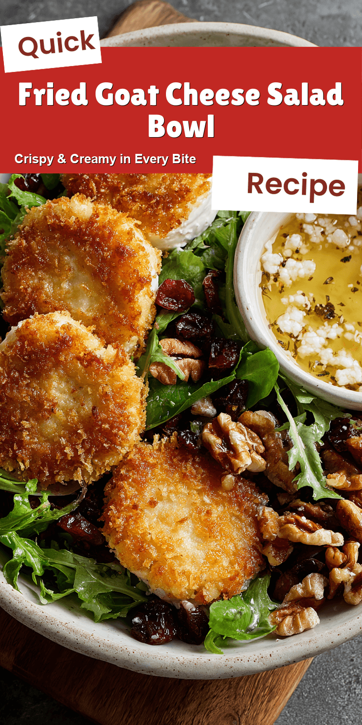Fried Goat Cheese Salad Bowl served on a plate