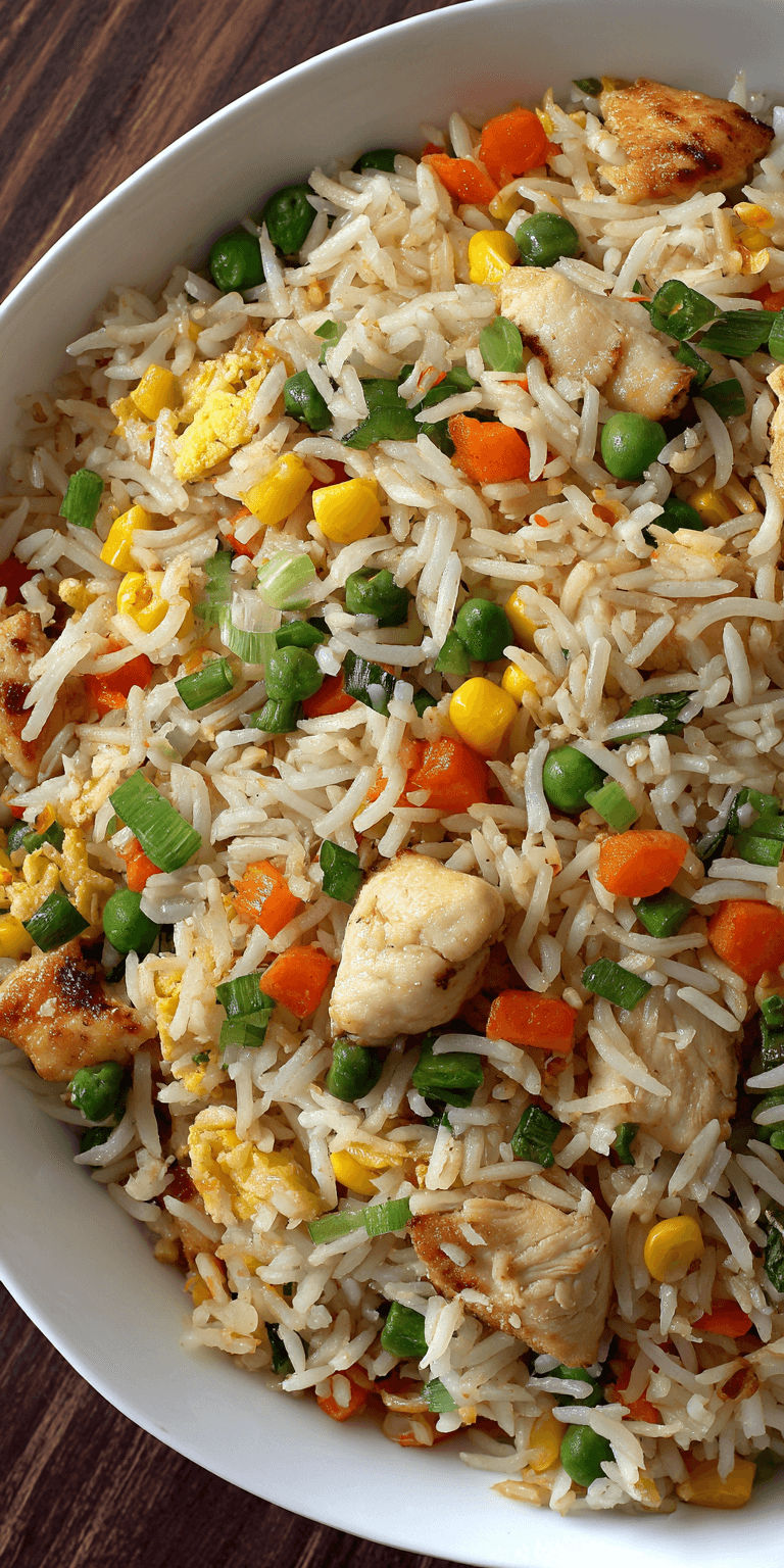 Fried Rice with Chicken Simple and Quick served warm with cozy spices