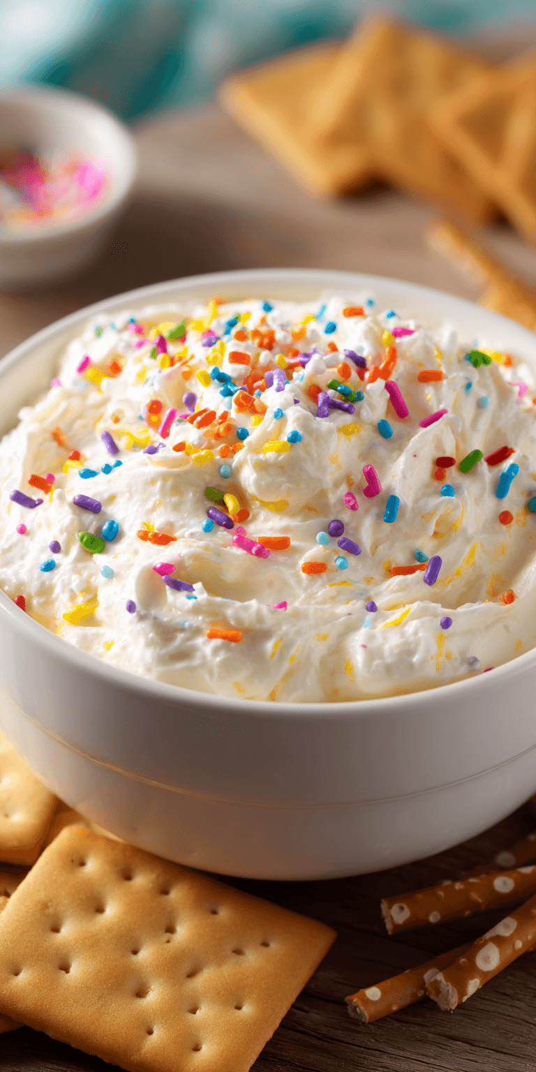 Funfetti Cake Batter Dip Dessert served warm with cozy spices