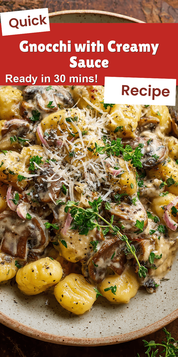 Gnocchi with Creamy Sauce served on a plate