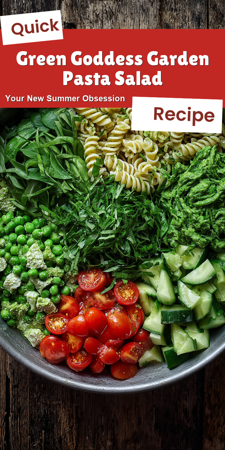 Green Goddess Garden Pasta Salad served on a plate