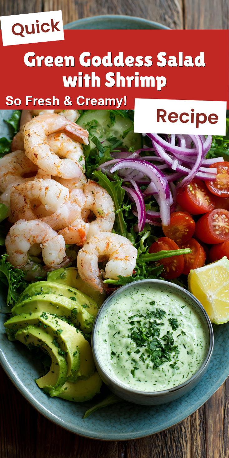Green Goddess Salad with Shrimp served warm with cozy spices