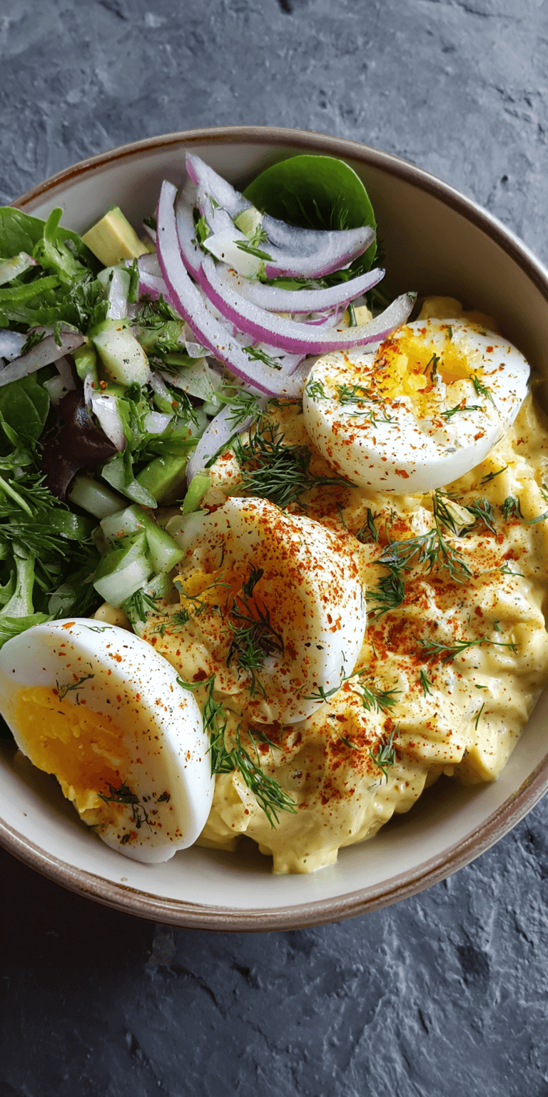 High Protein Egg Salad Bowl served warm with cozy spices