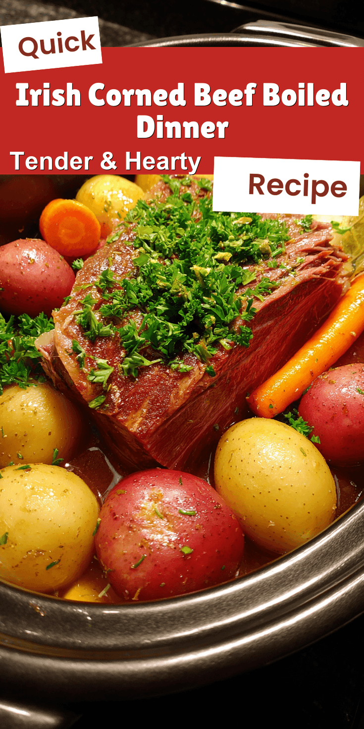 Irish Corned Beef Boiled Dinner served on a plate