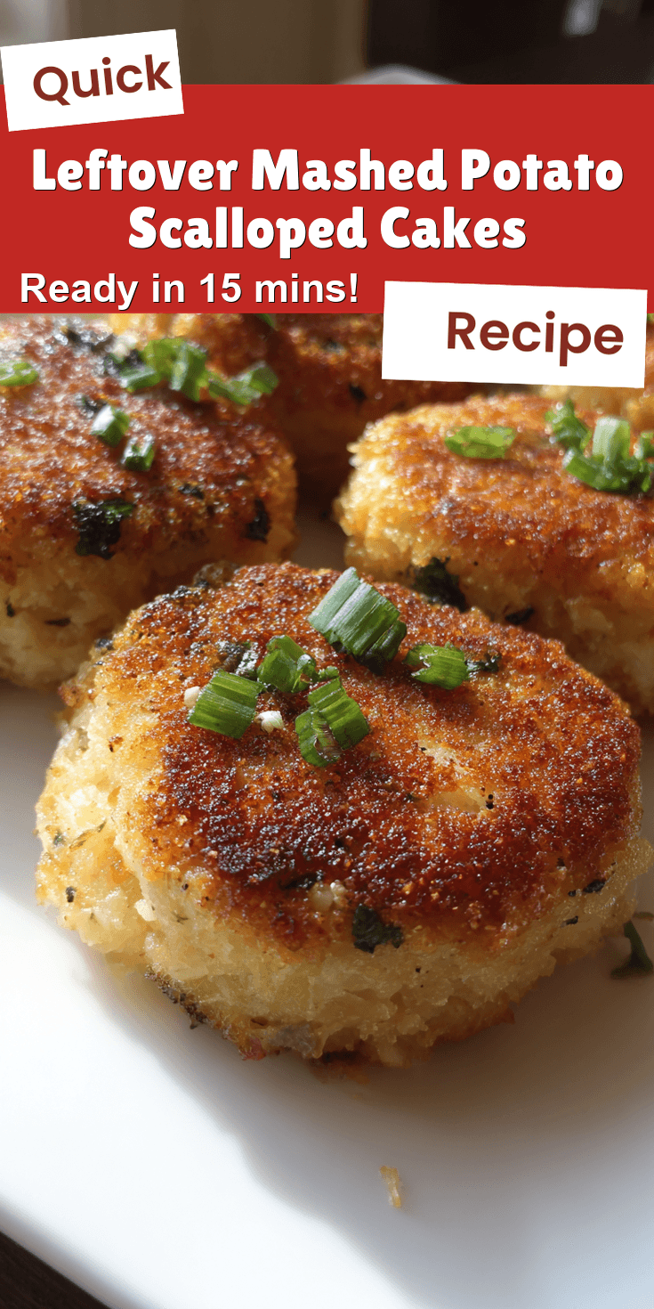 Leftover Mashed Potato Scalloped Cakes served on a plate
