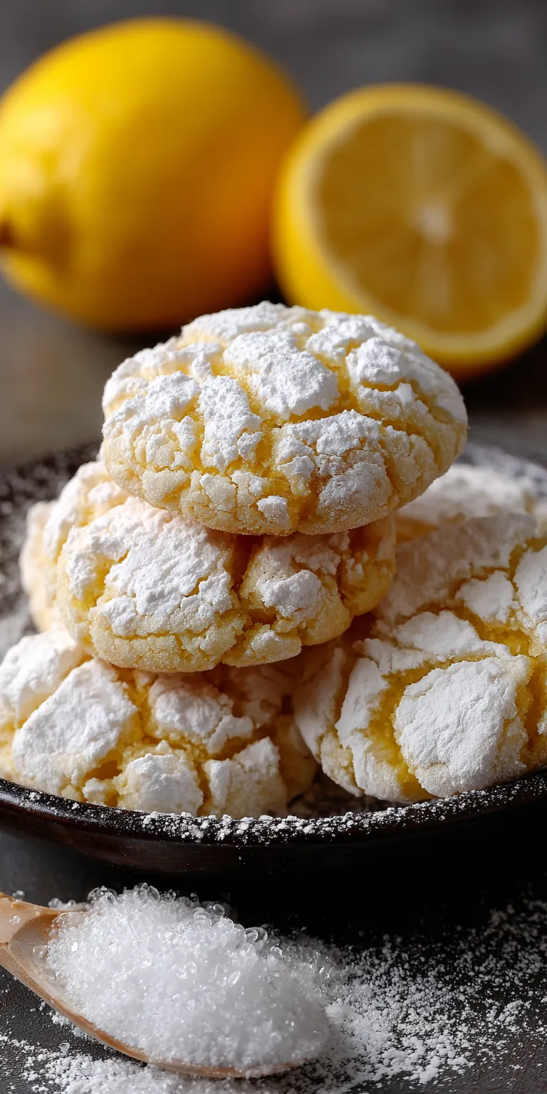 Lemon Crinkle Cookies with Powdered Sugar served warm with cozy spices
