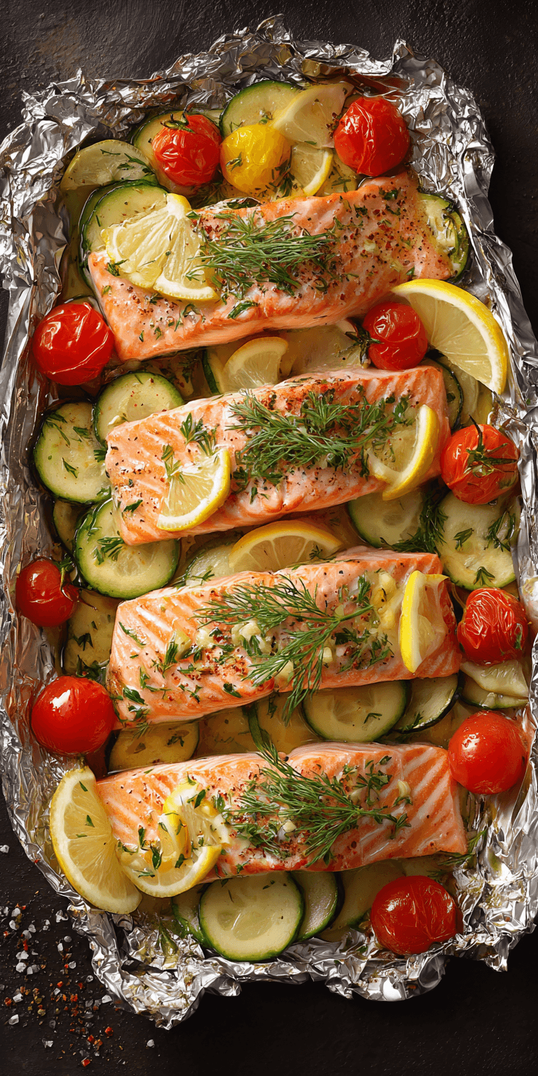 Lemon Dill Salmon Foil Packets served warm with cozy spices