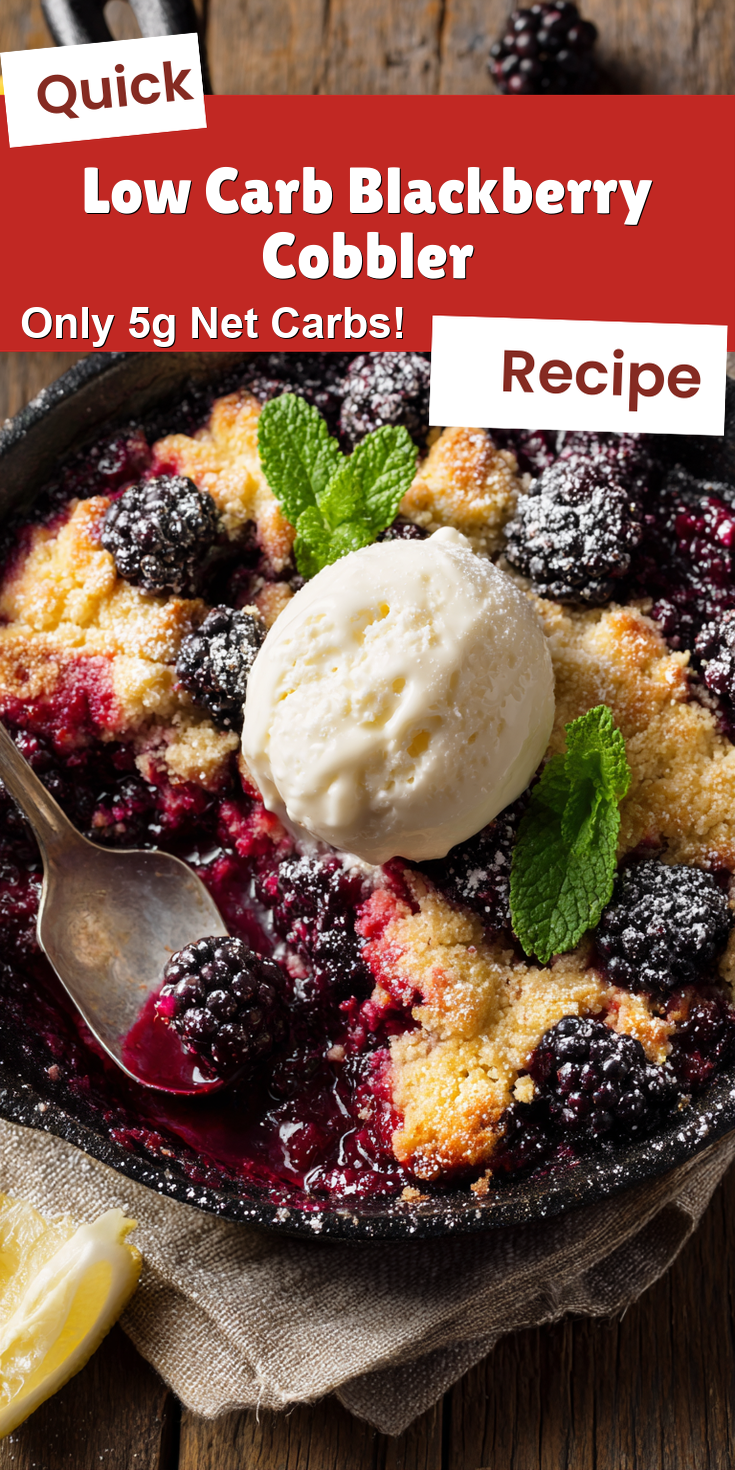 Low Carb Blackberry Cobbler served warm with cozy spices