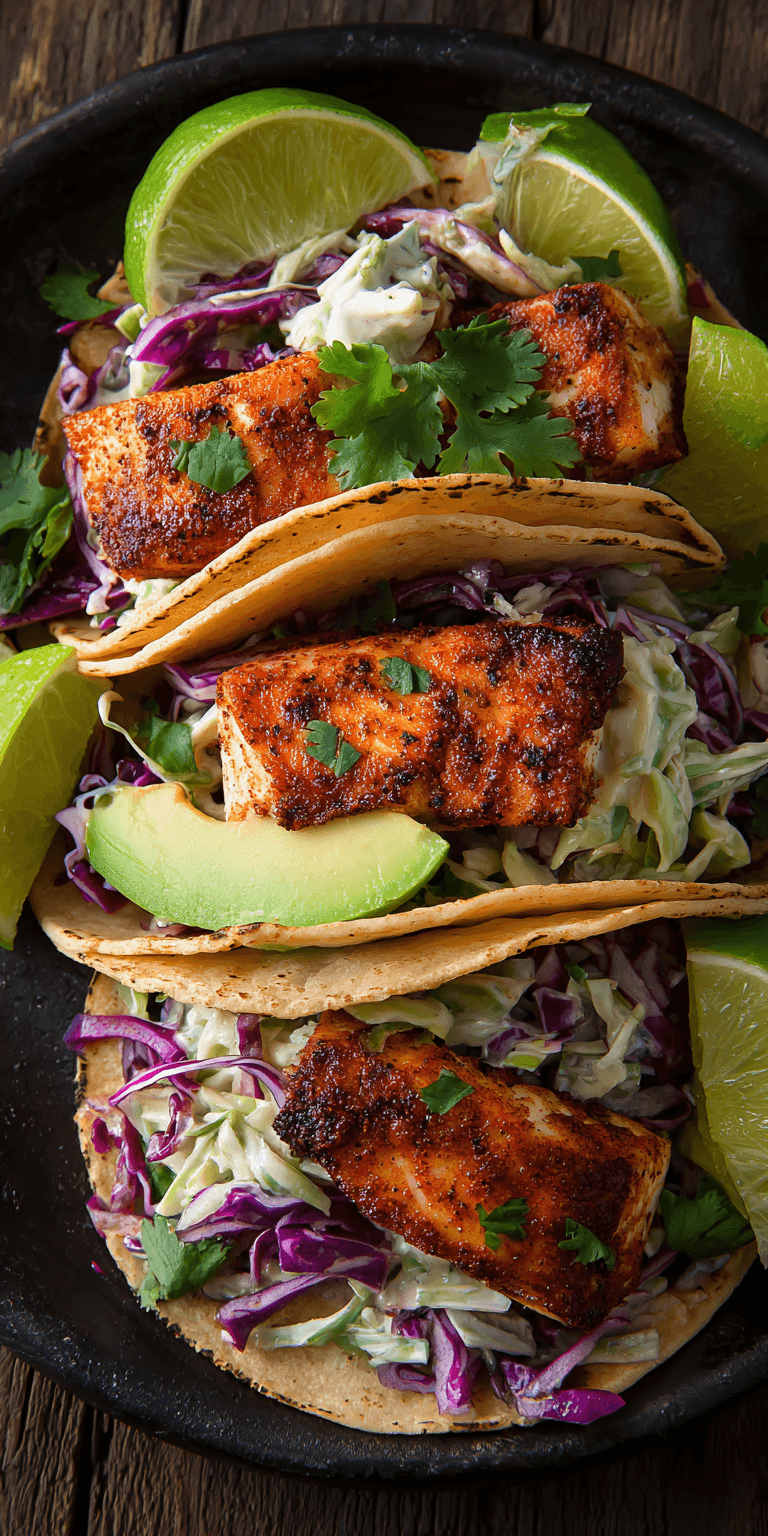 Mahi Mahi Fish Tacos Seafood served warm with cozy spices