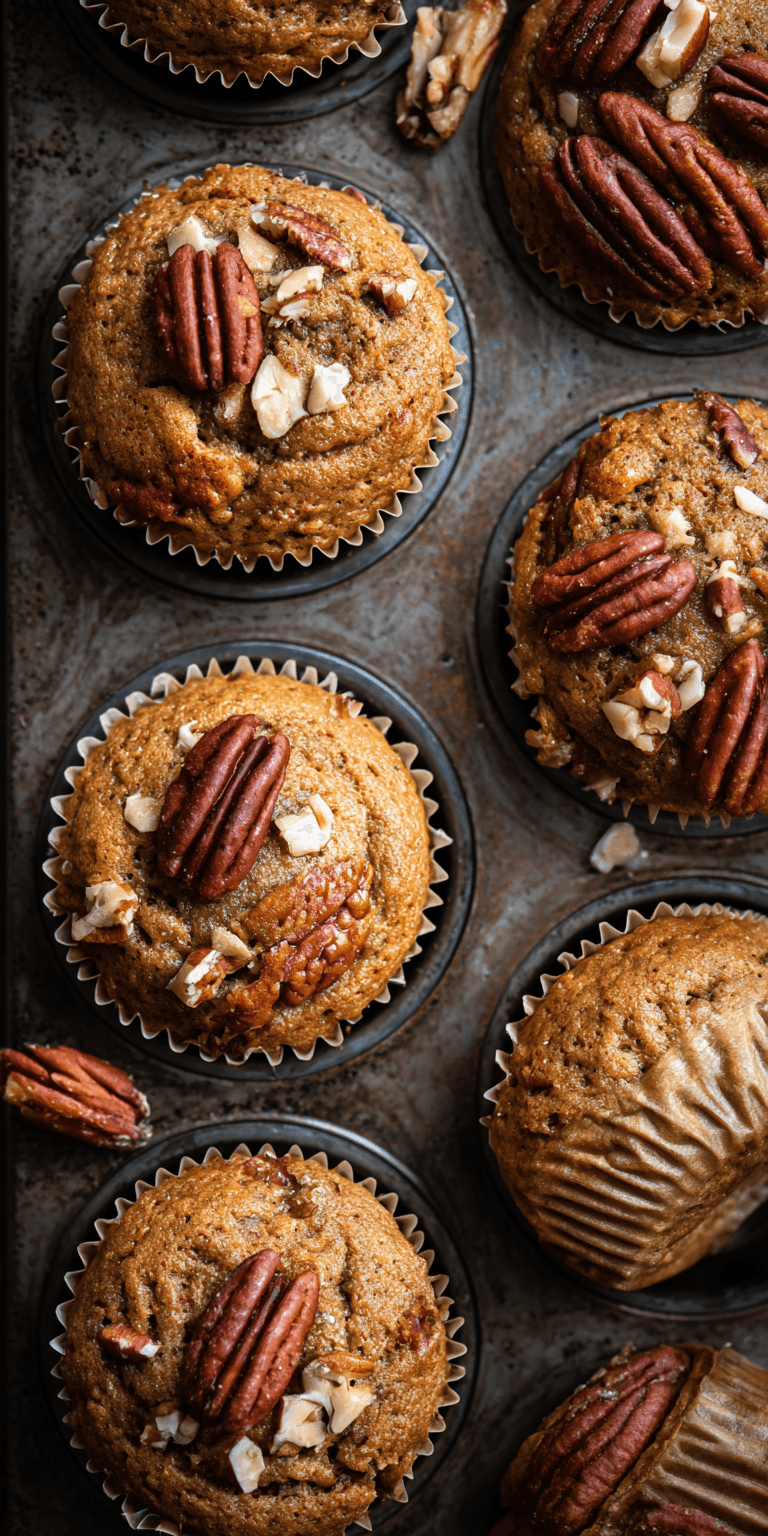 Maple Pecan Banana Muffins served warm with cozy spices