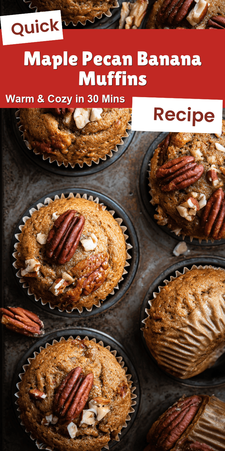 Maple Pecan Banana Muffins served warm with cozy spices