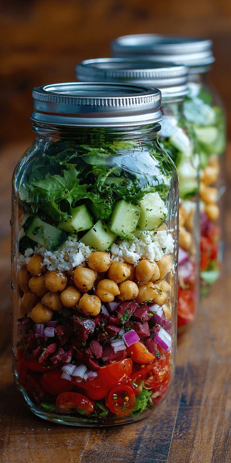 Mediterranean Mason Jar Meal Prep Salad served warm with cozy spices