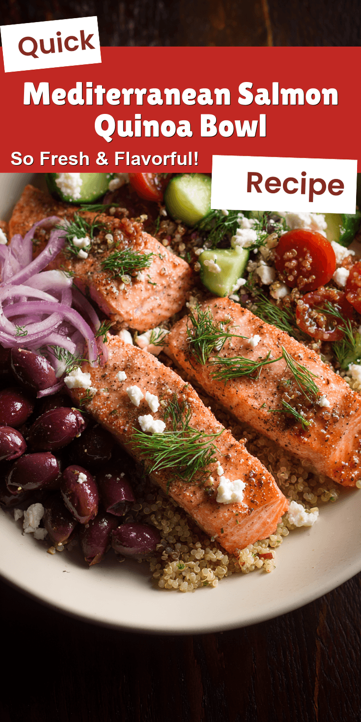 Mediterranean Salmon Quinoa Bowl served warm with cozy spices