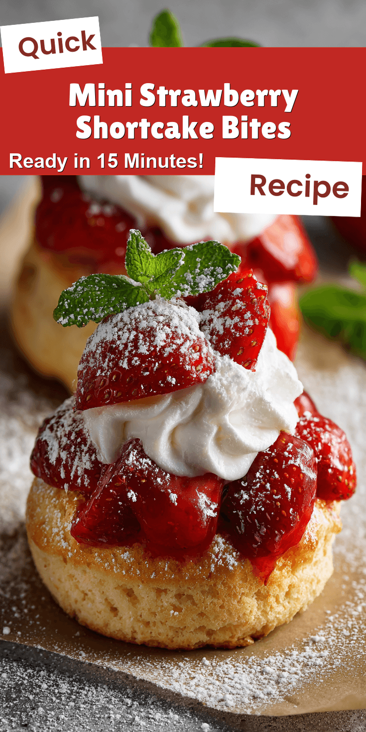 Mini Strawberry Shortcake Bites served on a plate