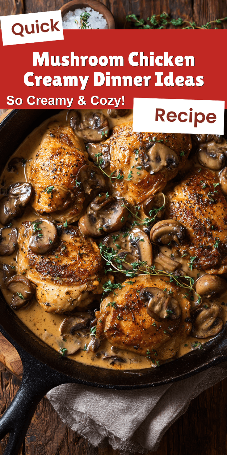 Mushroom Chicken Creamy Dinner Ideas served on a plate