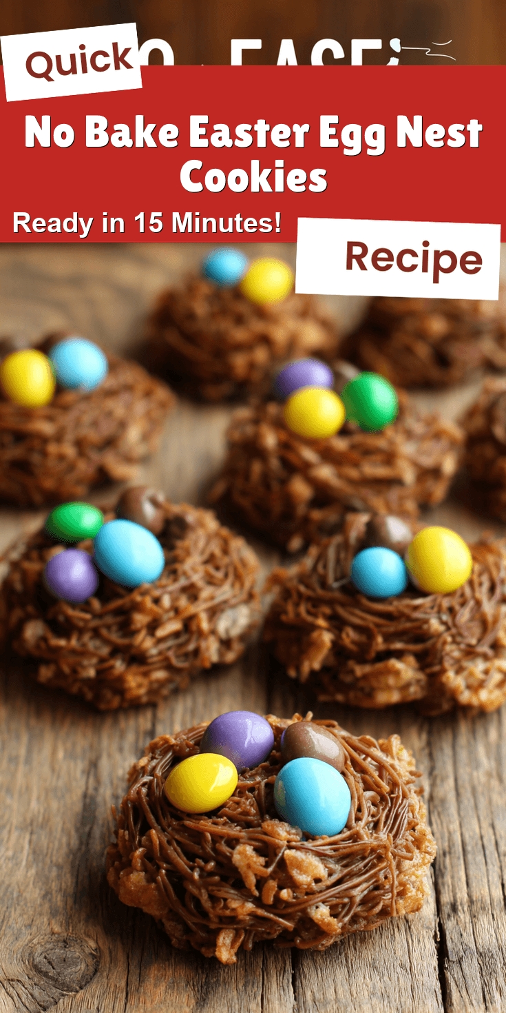 No Bake Easter Egg Nest Cookies served on a plate