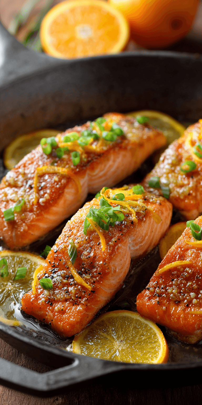 Orange Glazed Salmon Fillet served warm with cozy spices