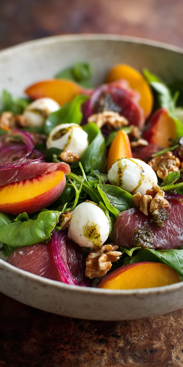 Peach and Prosciutto Salad Bowl served warm with cozy spices