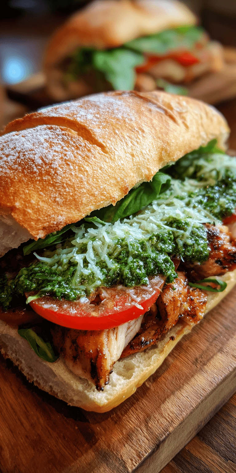 Pesto Chicken Sandwich for Lunch served warm with cozy spices
