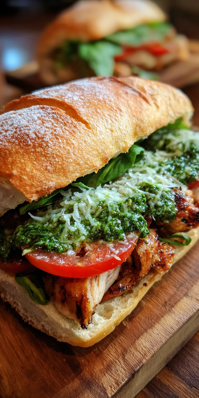 Pesto Chicken Sandwich for Lunch served warm with cozy spices