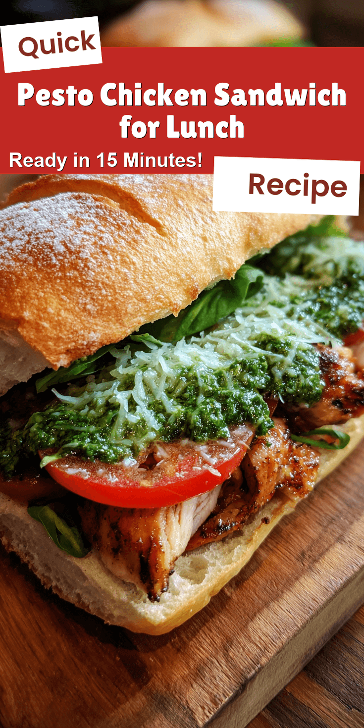 Pesto Chicken Sandwich for Lunch served warm with cozy spices