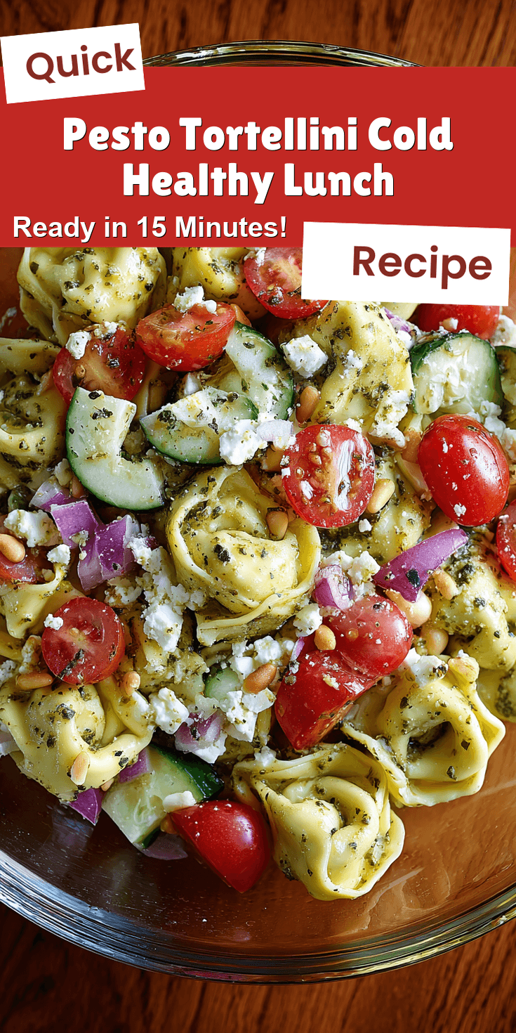 Pesto Tortellini Cold Healthy Lunch served warm with cozy spices