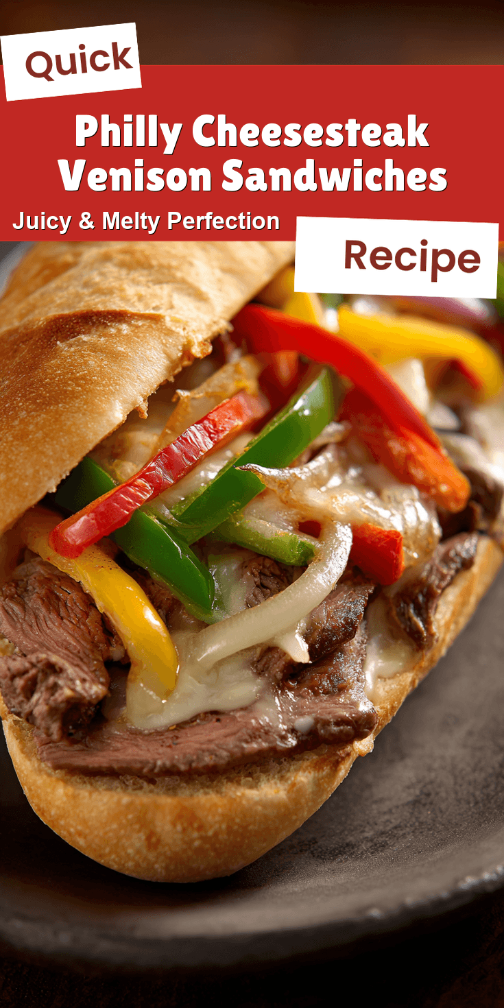 Philly Cheesesteak Venison Sandwiches served on a plate