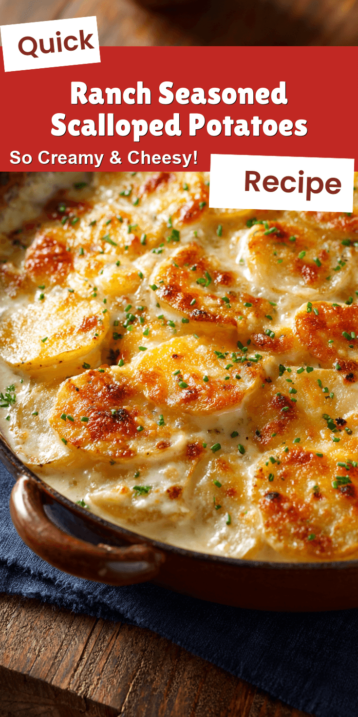 Ranch Seasoned Scalloped Potatoes served on a plate