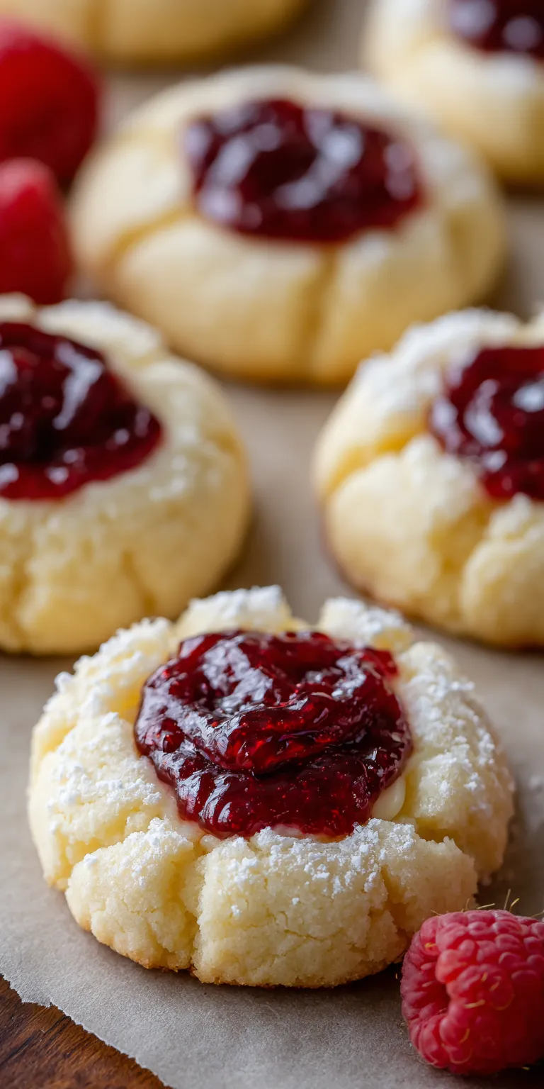 Raspberry Cheesecake Thumbprint Dessert served warm with cozy spices