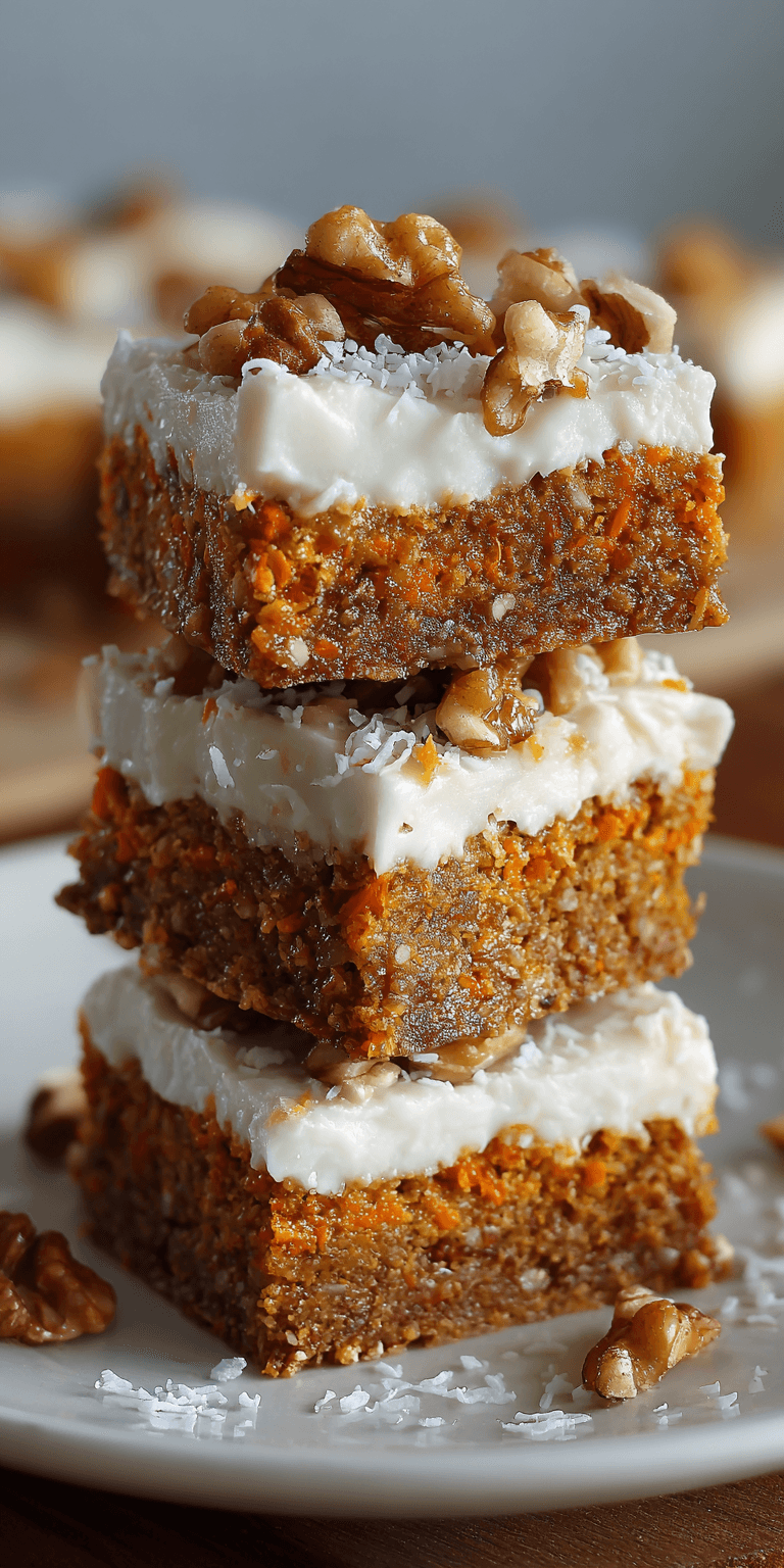 Raw Vegan Carrot Cake Bars served warm with cozy spices