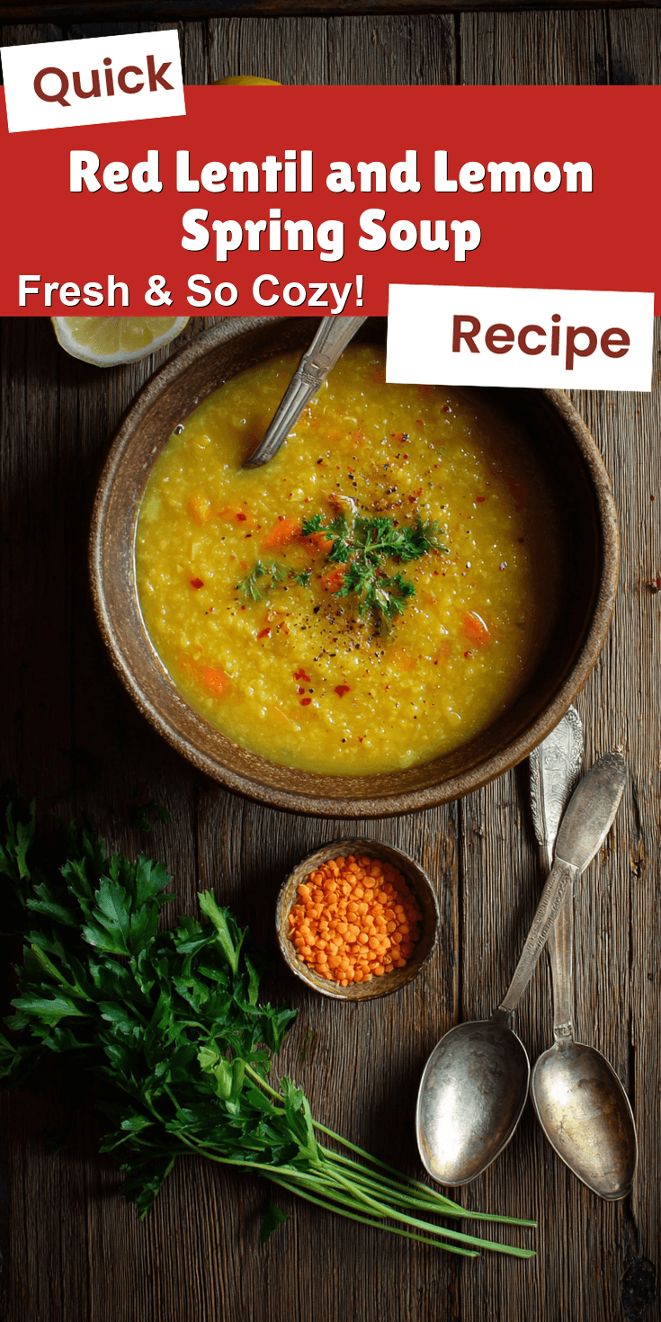 Red Lentil and Lemon Spring Soup served on a plate