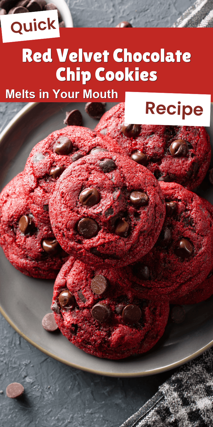 Red Velvet Chocolate Chip Cookies served warm with cozy spices