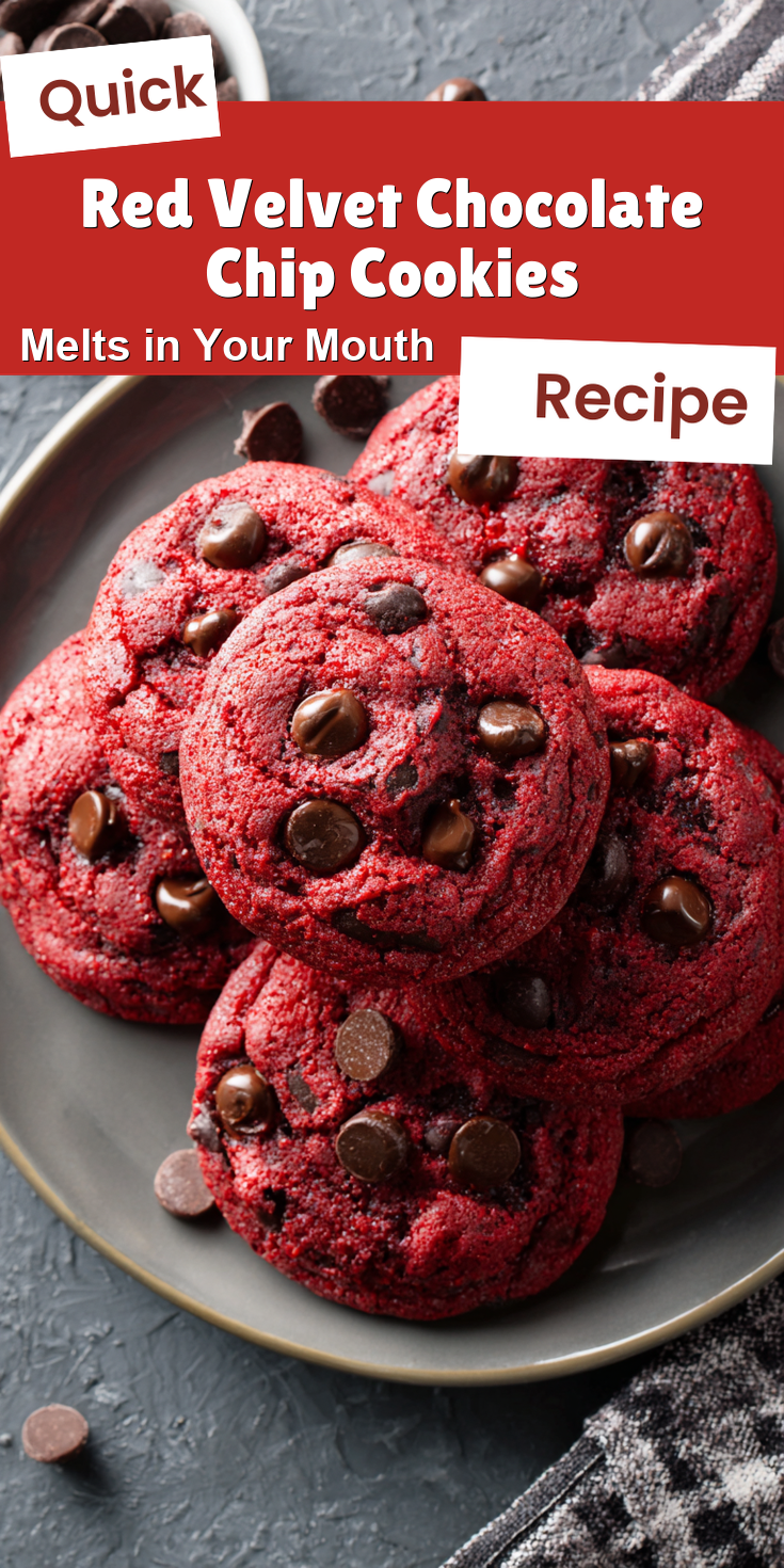 Red Velvet Chocolate Chip Cookies served warm with cozy spices