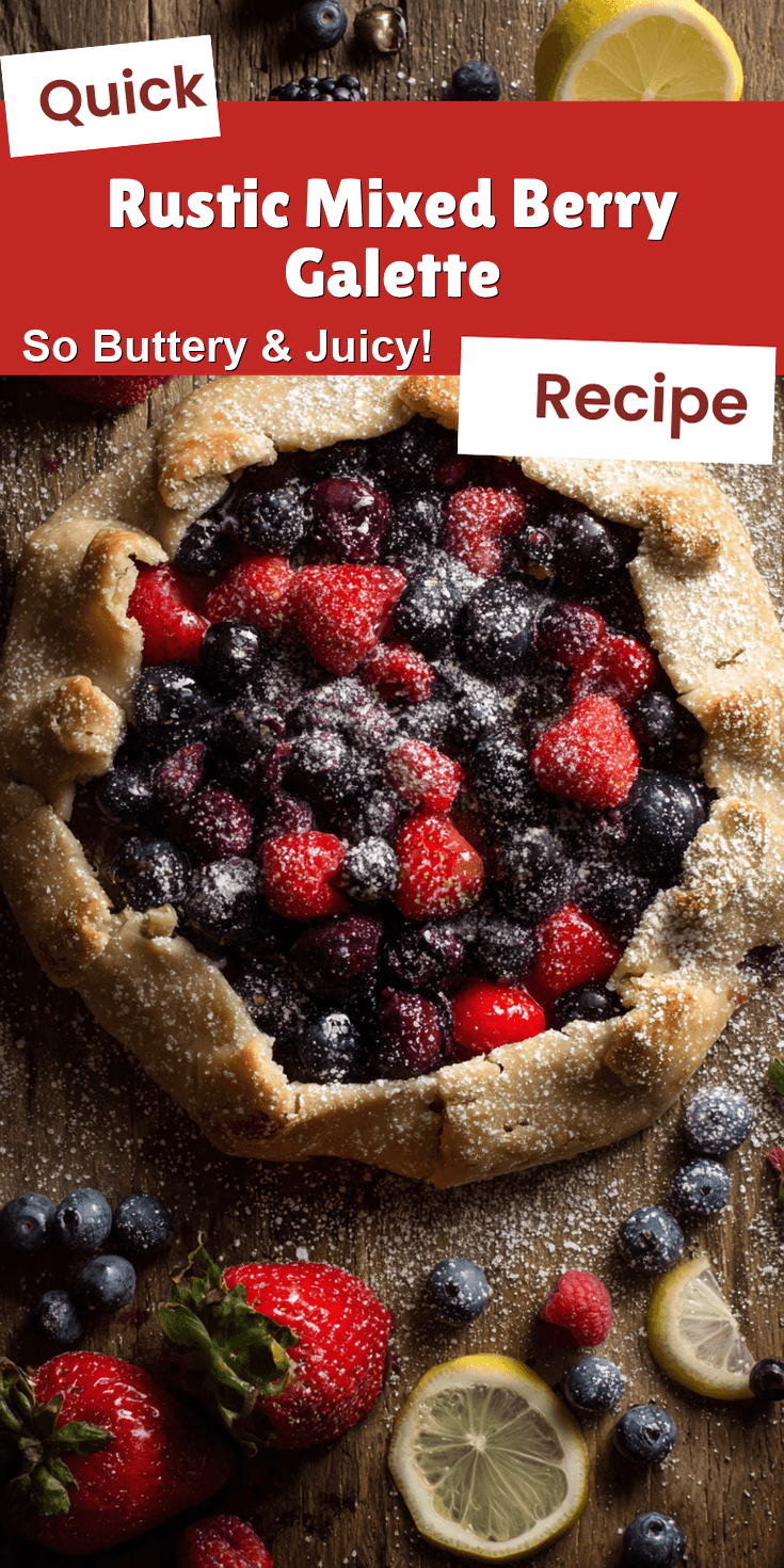 Rustic Mixed Berry Galette served on a plate