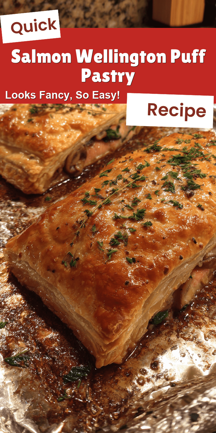 Salmon Wellington Puff Pastry served on a plate